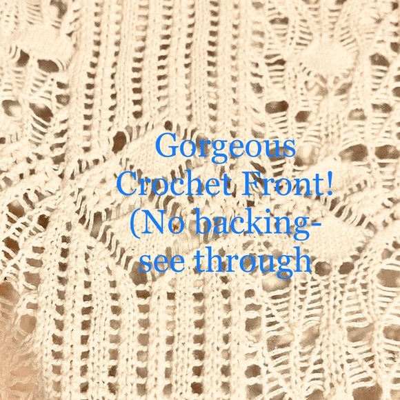 Old Navy Cream Crochet Front 3/4 sleeve sweater XL - Picture 3 of 8